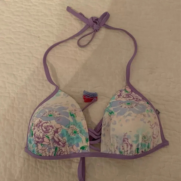Aerie Floral Purple Bikini Top Medium - Picture 1 of 4